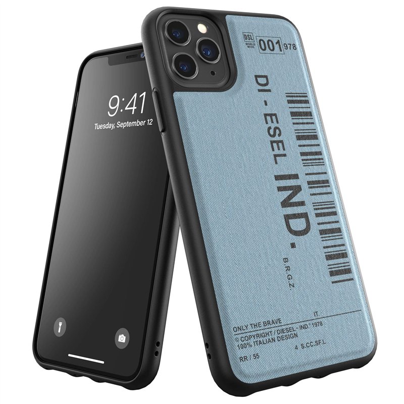 DIESEL Coque de téléphone conçue pour iPhone 11 Pro - en Denim moulé avec Motif Code-Barres - Résistant aux Chocs et aux Chutes