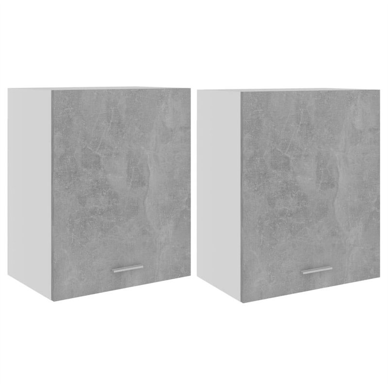 vidaXL Armoires Suspendues 2 pcs, Armoire de Rangement Murale avec 2 Étagères, Meuble de Cuisine Maison Intérieur, Gris Béton Bo