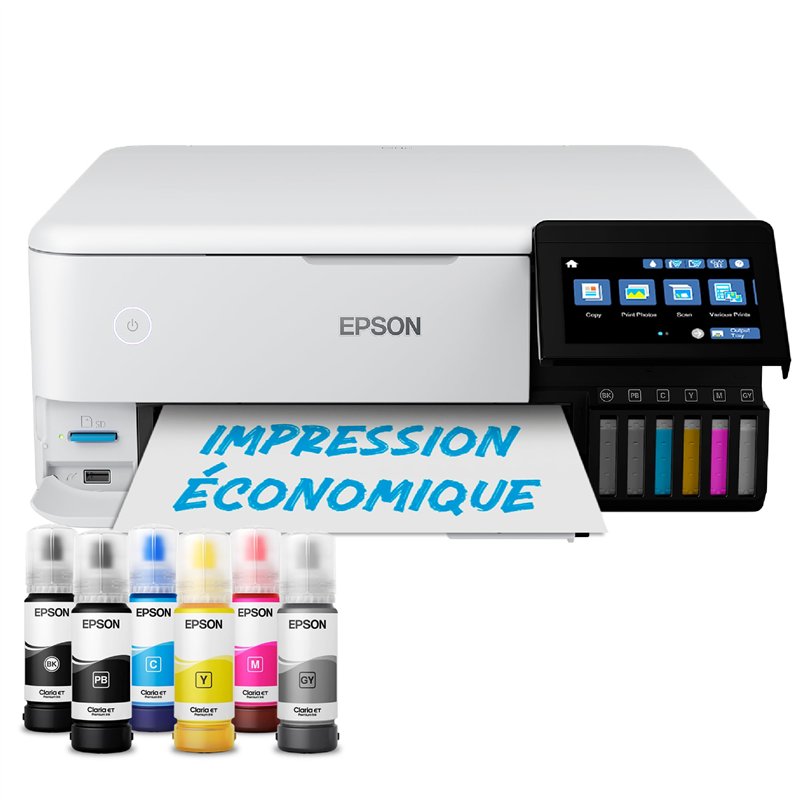 Imprimante photo A4 EcoTank ET-8500 avec réservoir d’encre et Wi-Fi