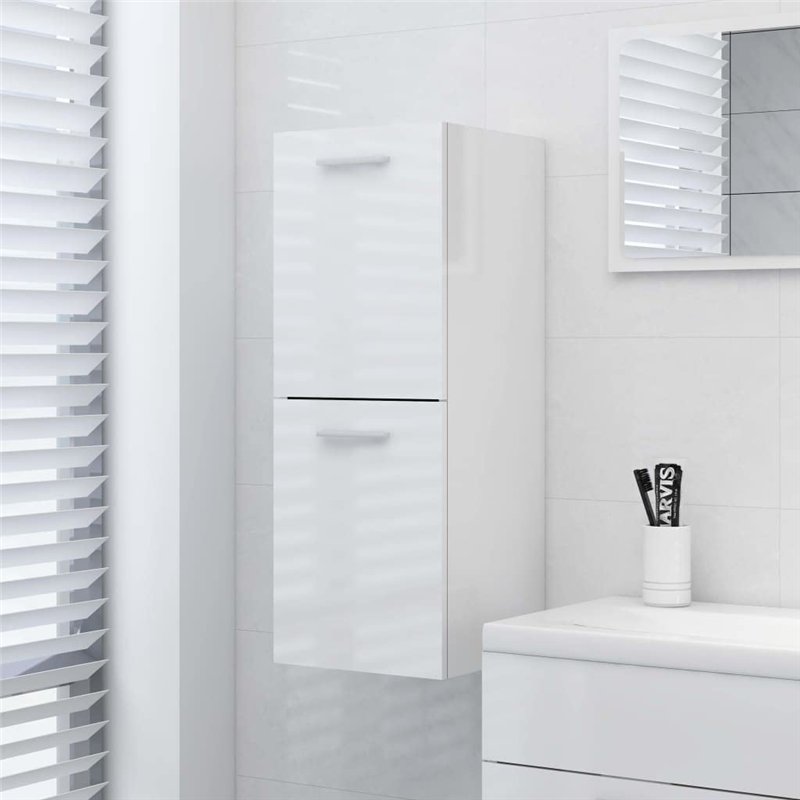 Image secondaire de Badezimmerschrank Hochglanz-Weiß 30x30x80 cm Spanplatte
