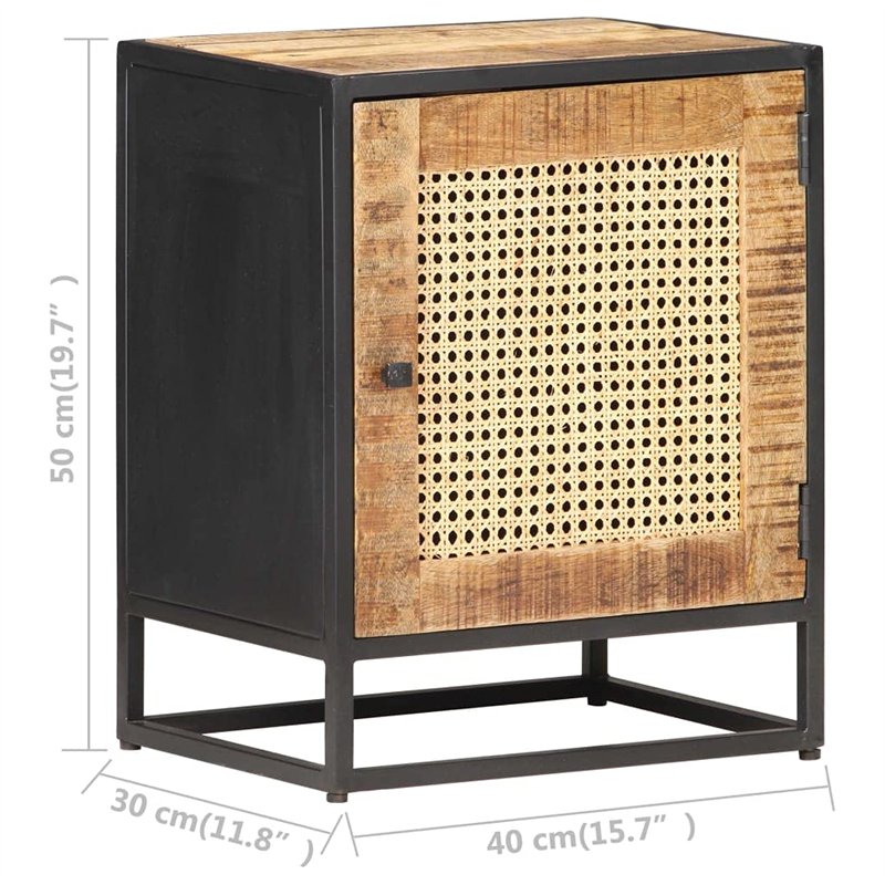 Image secondaire de Table de Nuit 40x30x50 cm Bois de Mangue Brut et roseaux naturels
