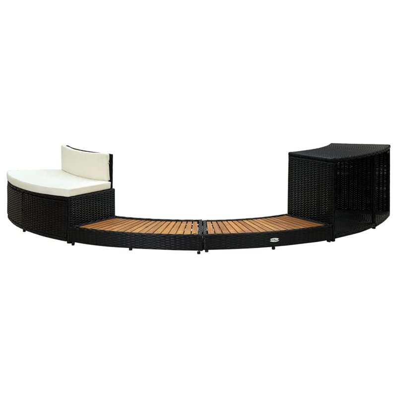 vidaXL Cadre de Spa Accessoire de Spa Marche de Spa Bordure Bord de Spa Résistance aux Intempéries Noir Résine Tressée Bois d'Ac