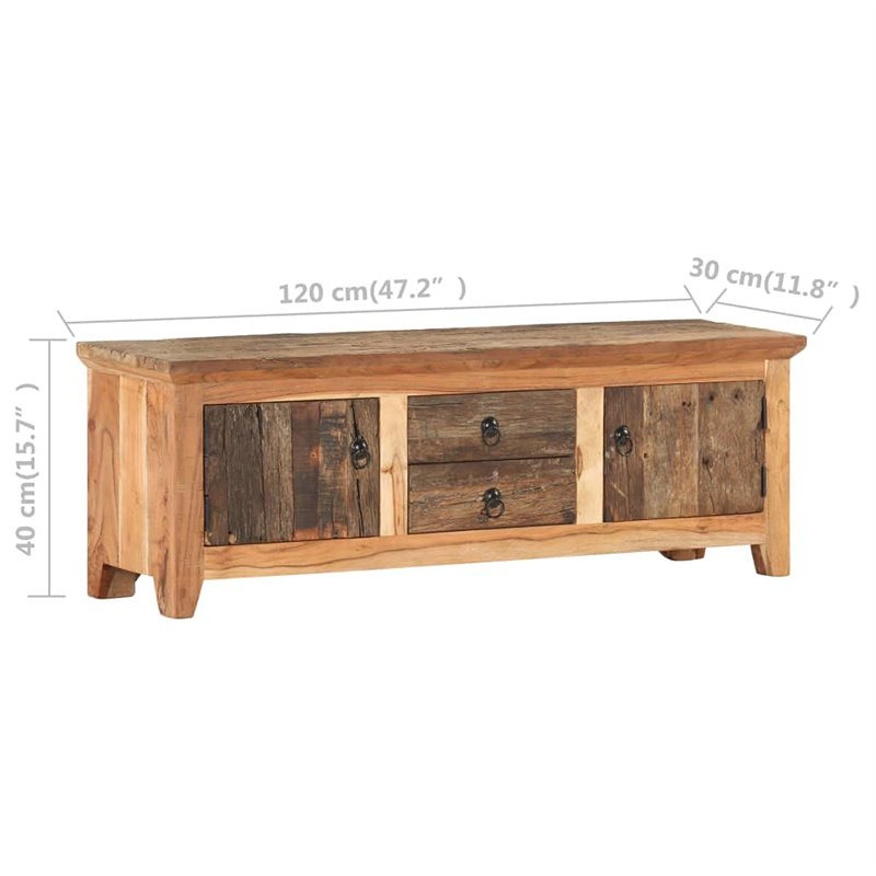 Image secondaire de vidaXL Meuble TV Armoire Basse Centre de Divertissement avec 2 Compartiments et 2 Tiroirs Salon Intérieur Bois de Récupération M