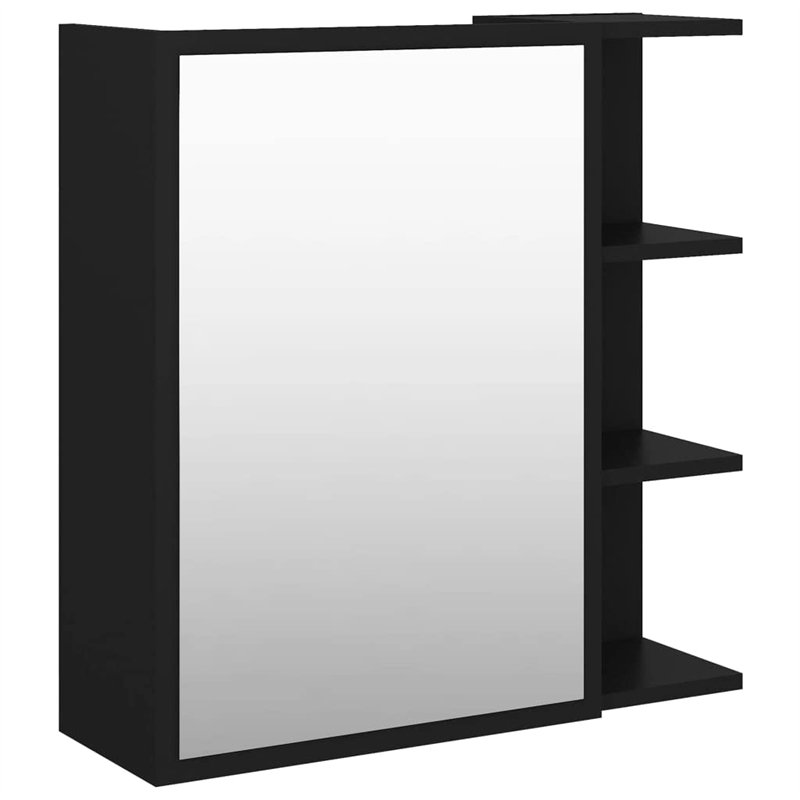 vidaXL Armoire à Miroir de Salle de Bain Armoire Murale Meuble de Rangement Armoire de Rangement Intérieur Noir 62,5x20,5x64 cm