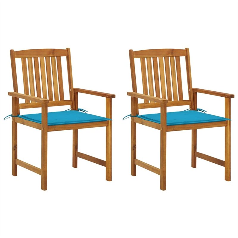 vidaXL 2X Chaises de Jardin avec Coussins Sièges de Patio Chaises de Terrasse Sièges d'Extérieur Chaises de Plage Camping Bois d