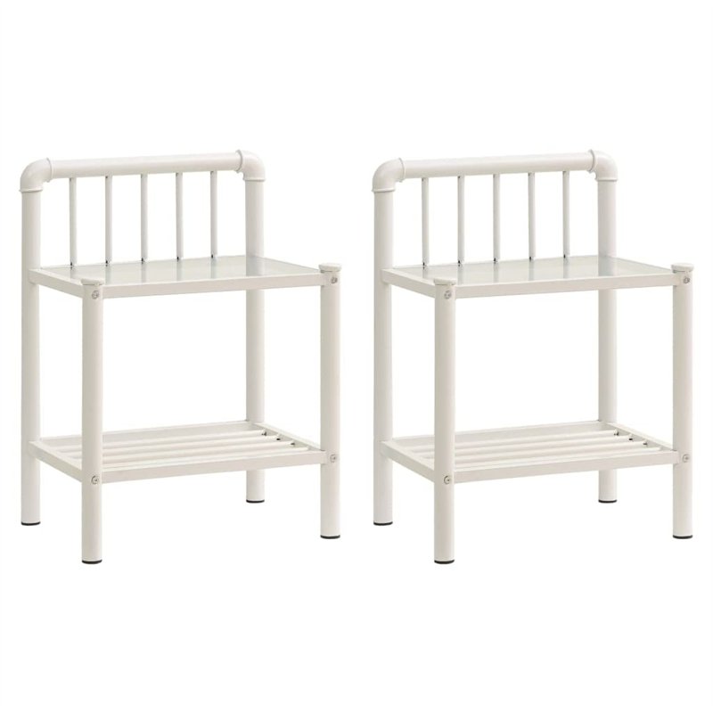 vidaXL 2X Tables de Chevet Table de Nuit Armoire de Chevet Armoire de Lit Chambre à Coucher Maison Intérieur Blanc et Transparent