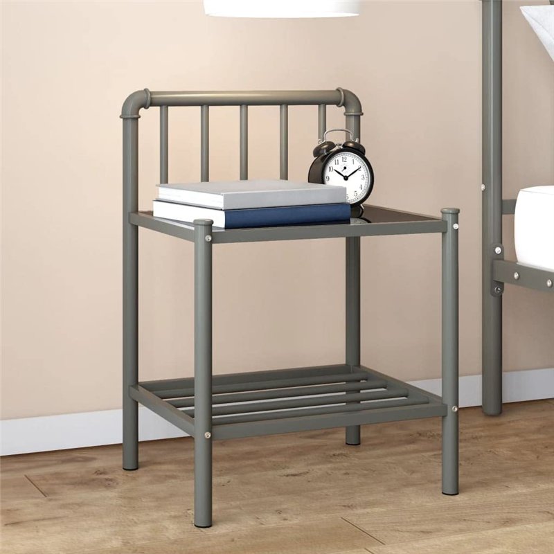 Image secondaire de vidaXL Table de Chevet Table de Nuit Armoire de Chevet Armoire de Lit Chambre à Coucher Maison Intérieur Gris et Noir 45x34,5x62