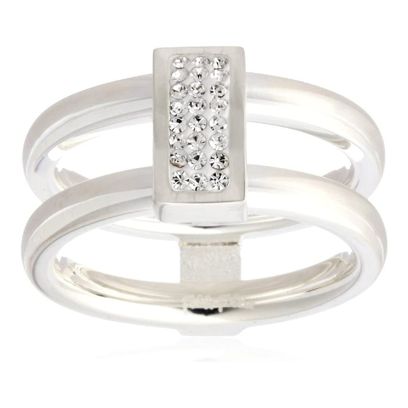 Folli Follie 3R13F010C Bague en acier inoxydable pour femme Argenté Taille 54