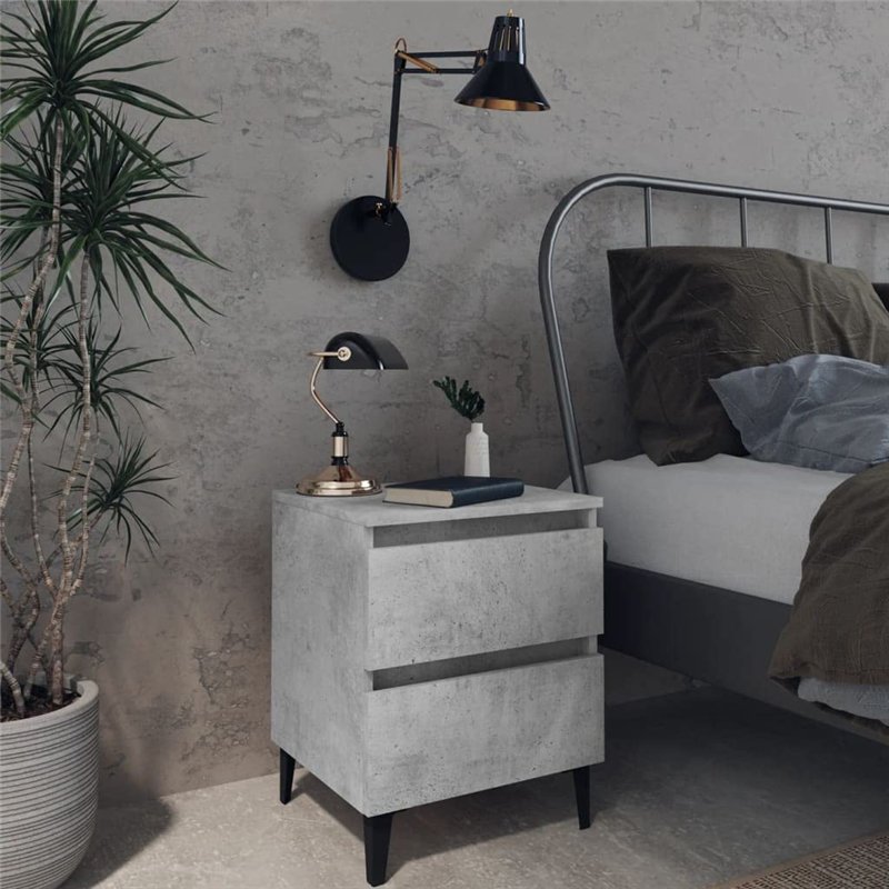 Image secondaire de vidaXL Table de Chevet, Armoire de Nuit avec Rangement, Armoire de Lit, Meuble de Chambre à Coucher, Industriel, Gris Béton Bois