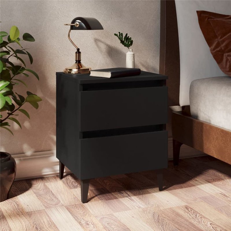 Image secondaire de vidaXL Table de Chevet, Armoire de Nuit avec Rangement, Armoire de Lit, Meuble de Chambre à Coucher, Industriel, Noir Bois d'Ing