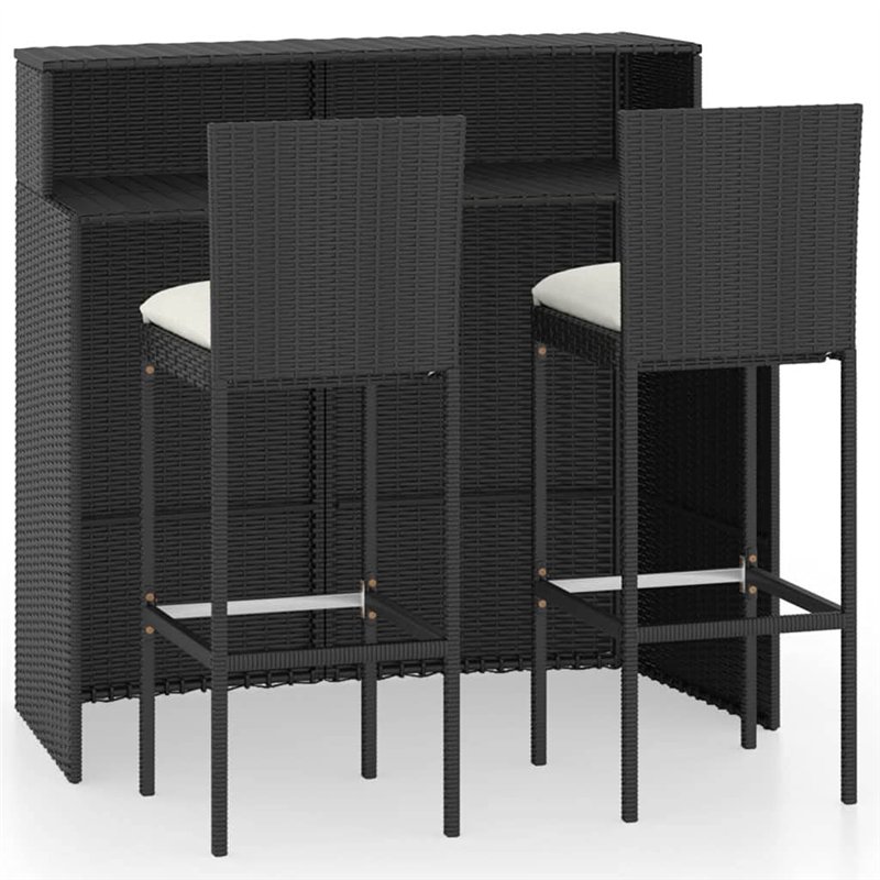 vidaXL Ensemble de Bar de Jardin avec Coussins 3 pcs Table et Chaises de Patio Mobilier de Terrasse Salon de Jardin Meubles d'Ex