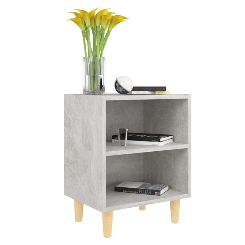 Image secondaire de vidaXL Lot de 2 Tables de Chevet avec Pied en Bois Gris béton 40 x 30 x 50 cm