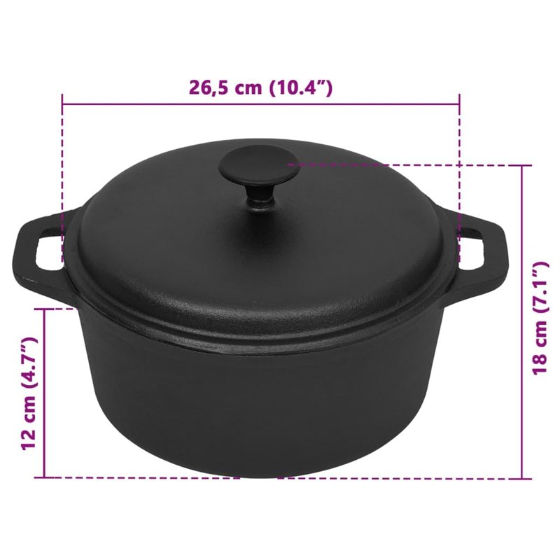 Image secondaire de vidaXL Pot Marmite Pot de Cuisson Grill Camping Barbecue Extérieur Restaurant Accessoire de Cuisine Maison Intérieur Ø26,5 cm Fo