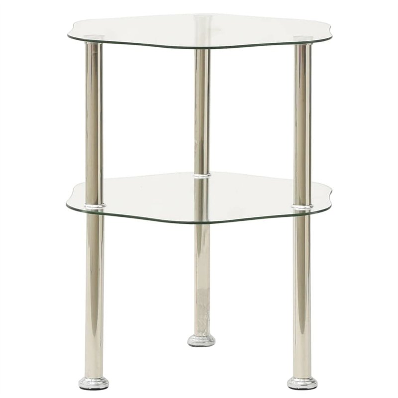 vidaXL Table d'appoint à 2 Niveaux en Verre Transparent 38 x 38 x 50 cm