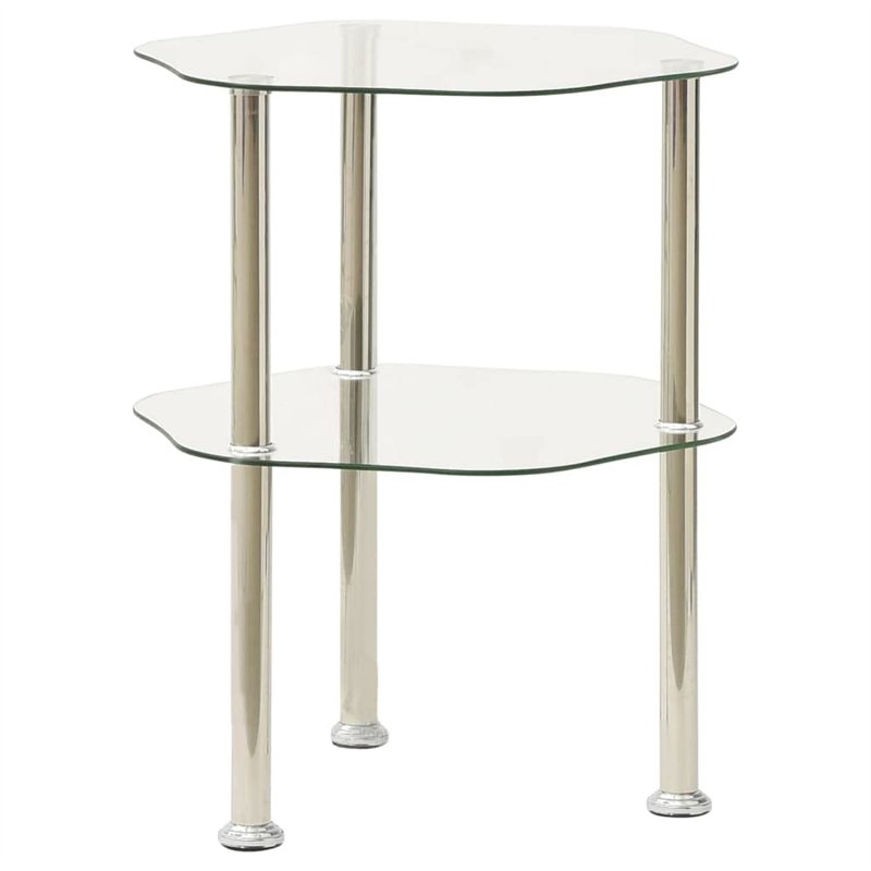 Image secondaire de vidaXL Table d'appoint à 2 Niveaux en Verre Transparent 38 x 38 x 50 cm