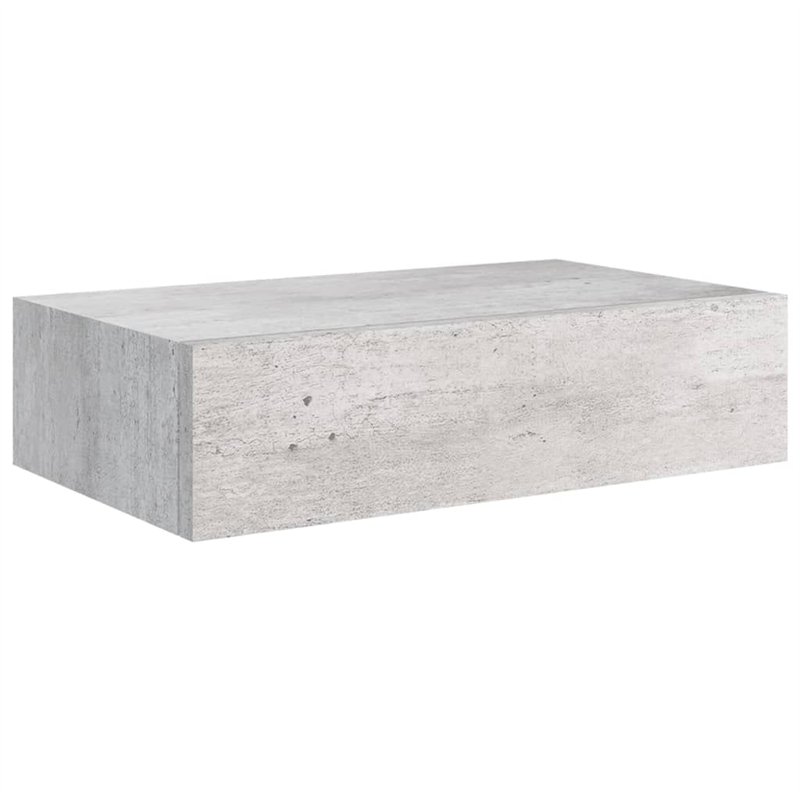 vidaXL Etagère à Tiroir Murale Etagère Flottante Etagère Suspendue Salon Salle de Séjour Maison Intérieur Gris Béton 40x23,5x10