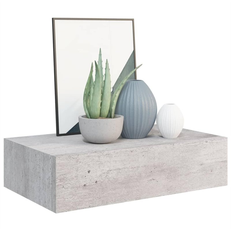 Image secondaire de vidaXL Etagère à Tiroir Murale Etagère Flottante Etagère Suspendue Salon Salle de Séjour Maison Intérieur Gris Béton 40x23,5x10