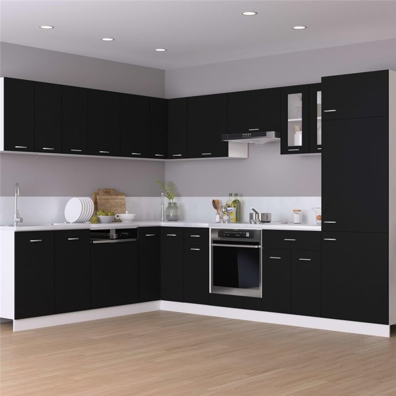 Image secondaire de vidaXL Armoire inférieure tiroir Cuisine aggloméré Noir 30 x 46 x 81,5 cm