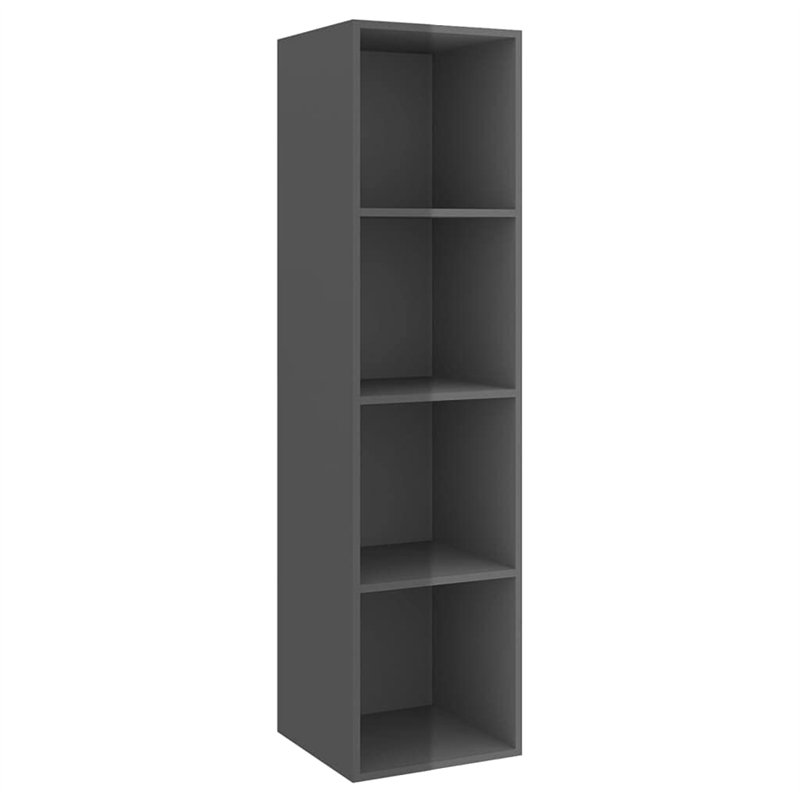 vidaXL Meuble Mural pour TV aggloméré Gris Brillant 37 x 37 x 142,5 cm