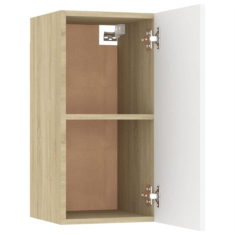 Image secondaire de vidaXL Meuble TV Blanc et chêne Sonoma 30,5x30x60 cm Aggloméré