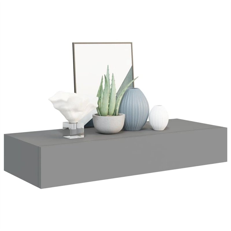 Image secondaire de vidaXL 2X Etagères à Tiroirs Murales Etagères Flottantes Suspendues Supports Muraux Salon Salle de Séjour Maison Intérieur Gris