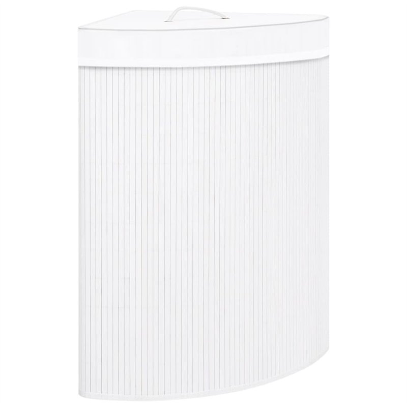 vidaXL Panier à linge d'angle 60 L bambou blanc