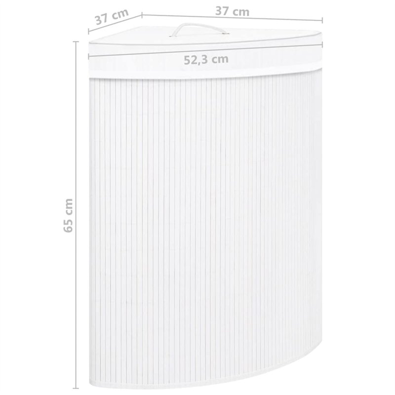Image secondaire de vidaXL Panier à linge d'angle 60 L bambou blanc