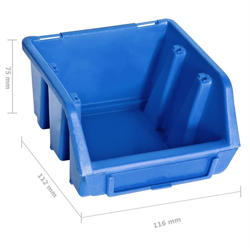 Image secondaire de vidaXL Kit de Bacs de Stockage et Panneaux Muraux 128 pcs Boîte d'Empilage Système de Stockage d'Outils Garage Atelier de Bricol