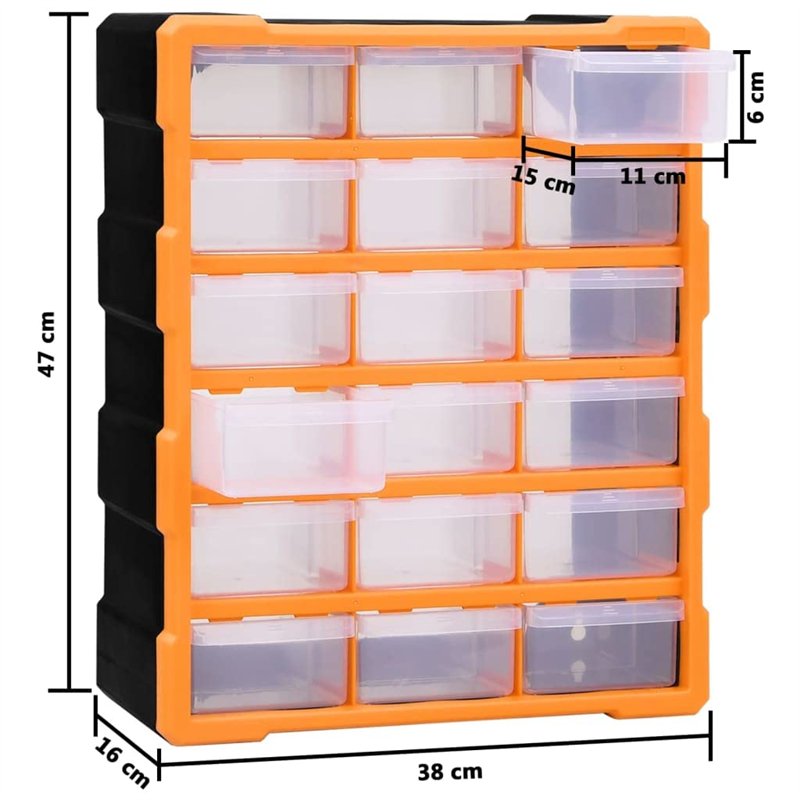 Image secondaire de VidaXL Organisateur multi-tiroirs avec 18 tiroirs centraux 38x16x47 cm