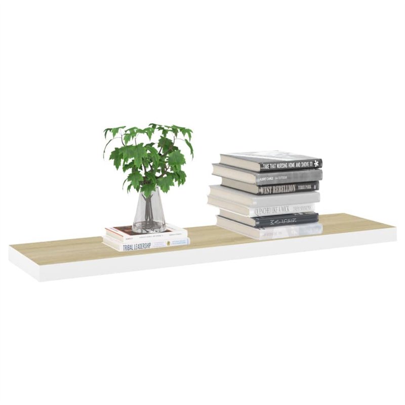 Image secondaire de vidaXL 4X Etagères Murales Flottantes Etagères Suspendues Supports Muraux Salon Salle de Séjour Maison Intérieur Chêne et Blanc