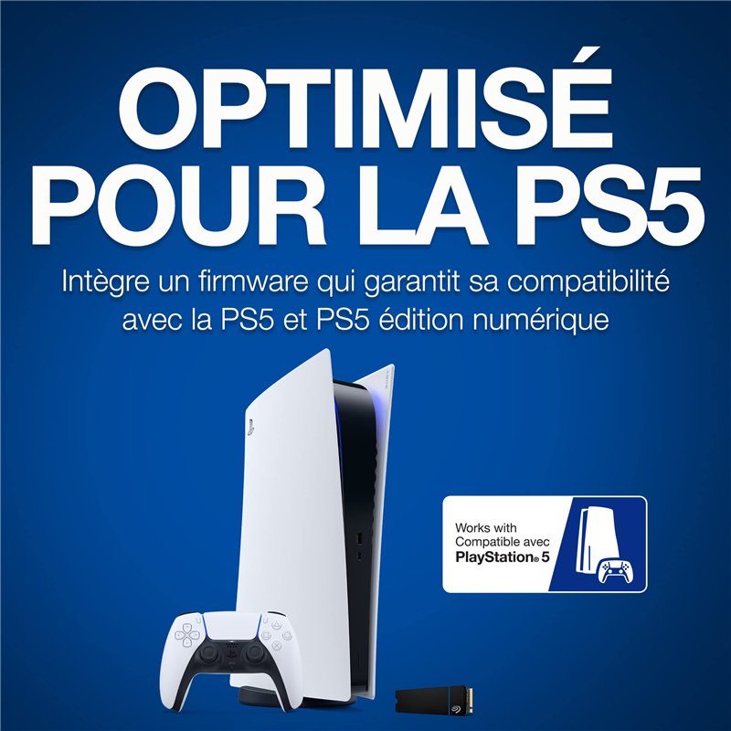 Image secondaire de Seagate Game Drive M.2 SSD pour PS5, 1 to, SSD Interne, NVMe 1,4 PCIe 4e génération, jusqu'à 7 300 Mo/s avec dissipateur de Chal