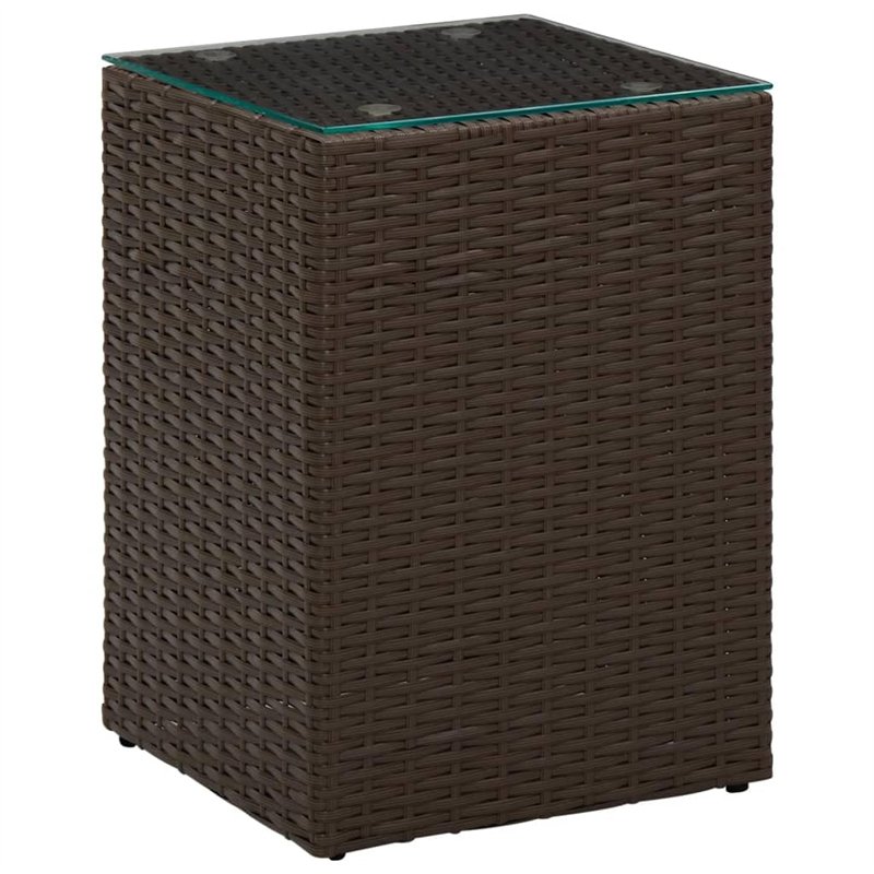 VidaXL Table d'appoint dessus verre Marron 35x35x52 cm Résine tressée