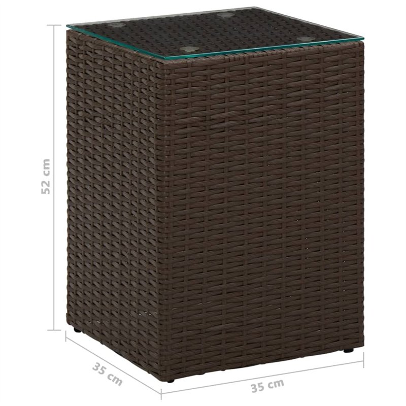 Image secondaire de VidaXL Table d'appoint dessus verre Marron 35x35x52 cm Résine tressée