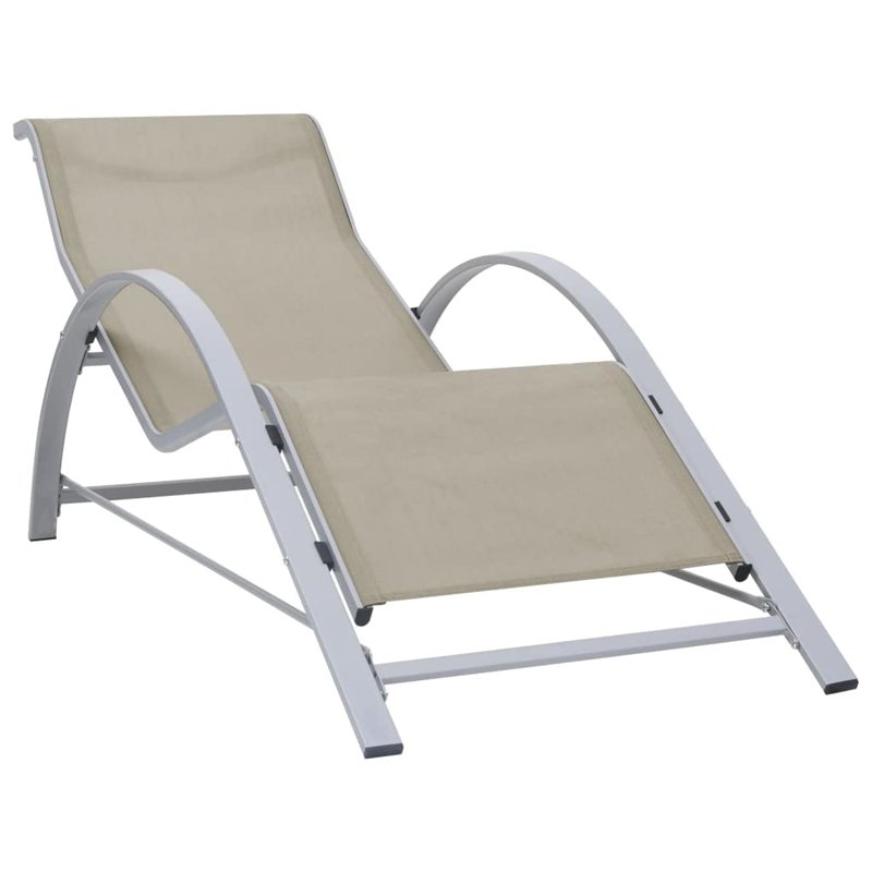 Image secondaire de VidaXL Chaises longues 2 pcs avec table Aluminium Crème