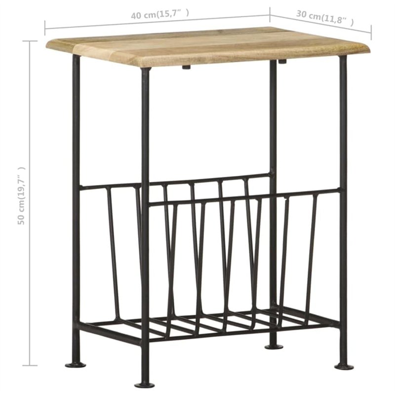 Image secondaire de vidaXL Bois de Manguier Solide Porte-revues Magazine Table d'Appoint Table de Chevet Table de Nuit Table de Salon Maison Intérie