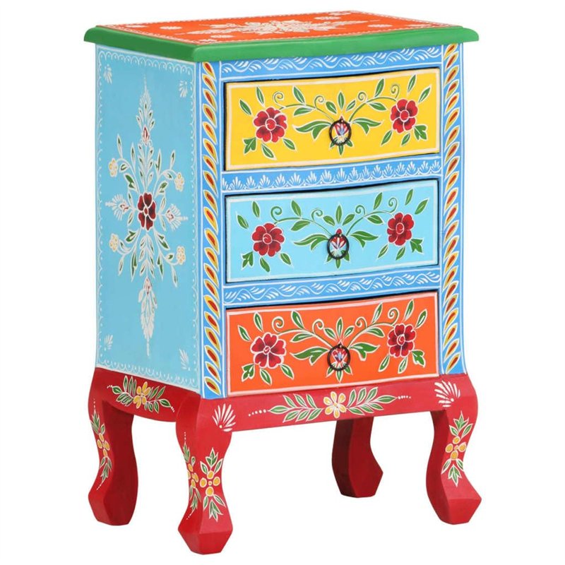 vidaXL Table de Chevet Peinte à la Main Table de Nuit Armoire de Chevet Armoire de Lit Chambre à Coucher Maison Intérieur 40x30x