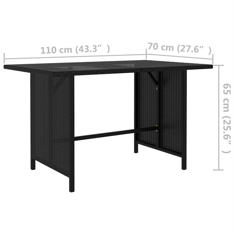 Image secondaire de vidaXL Table à Dîner de Jardin Table de Salle à Manger de Patio Table d'Extérieur Meuble de Terrasse Noir 110x70x65 cm Résine Tr