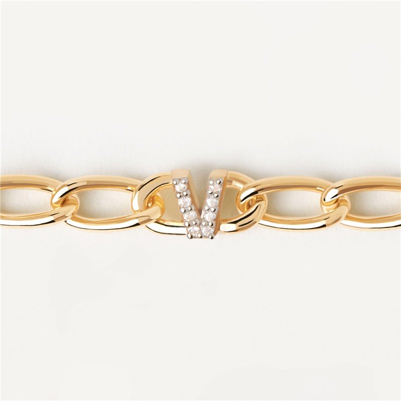 Image secondaire de PDPaola Letter Bracelet maille gourmette lettre or 19 V, Onesize, Argent sterling, Oxyde de zirconium
