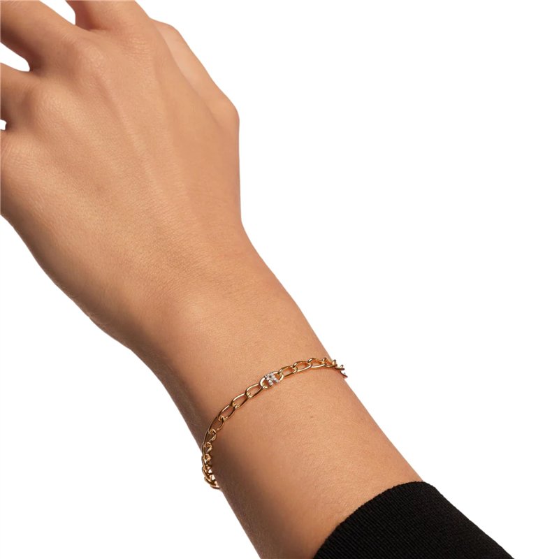 Image secondaire de PDPaola Lettre A Bracelet maille gourmette lettre or (19, R), Onesize, Argent sterling, Oxyde de zirconium