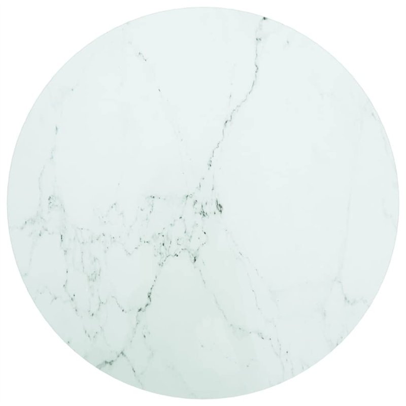 vidaXL Plateau de table ronde en verre trempé/marbre blanc 60 cm x 0,8 cm, facile à nettoyer, durable, polyvalent