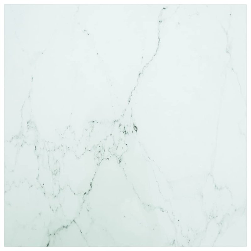 Dessus de table blanc 70x70 cm 6 mm verre trempé design marbre