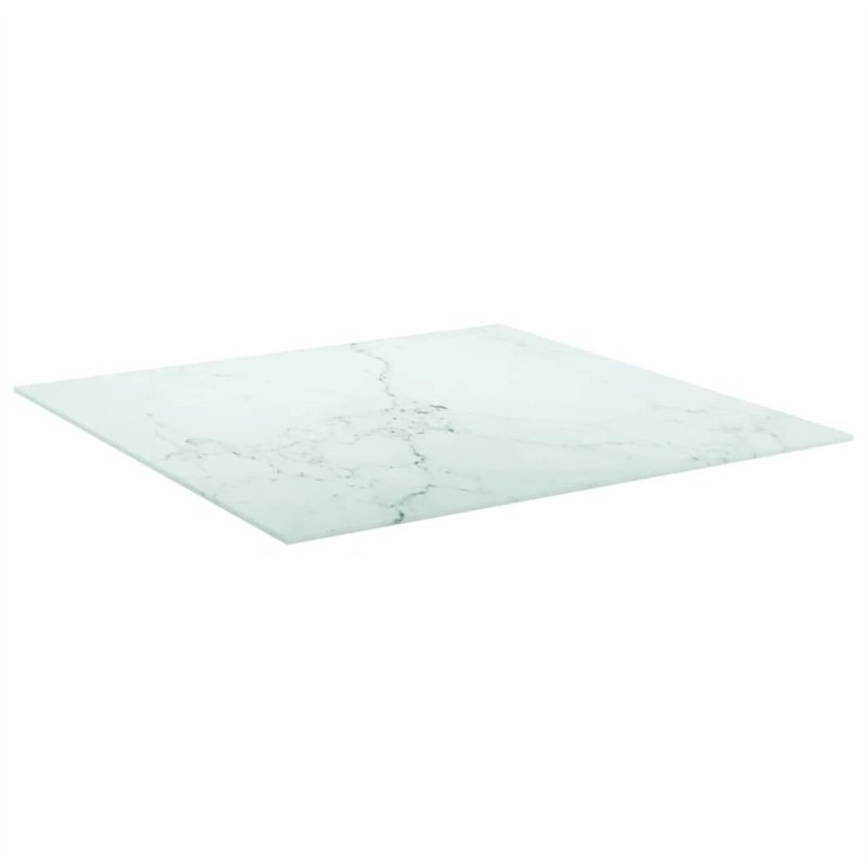 Image secondaire de Dessus de table blanc 70x70 cm 6 mm verre trempé design marbre