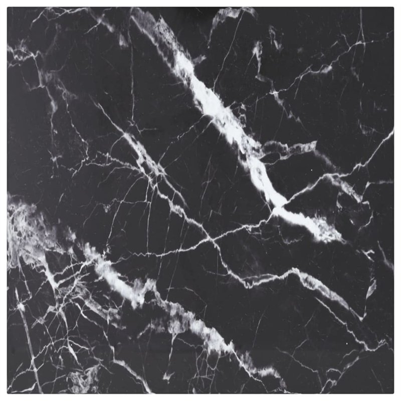 vidaXL Dessus de table en verre trempé noir avec motif marbré - Pièce en verre carré durable pour tables de salle à manger et ta