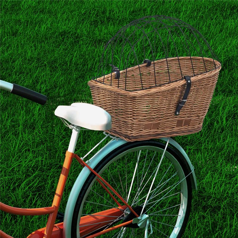 Image secondaire de Panier arrière de vélo avec couvercle 55x31x36 cm Saule naturel