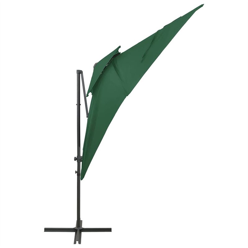 Image secondaire de Parasol de jardin en porte à faux à double toit vert 250x250 cm