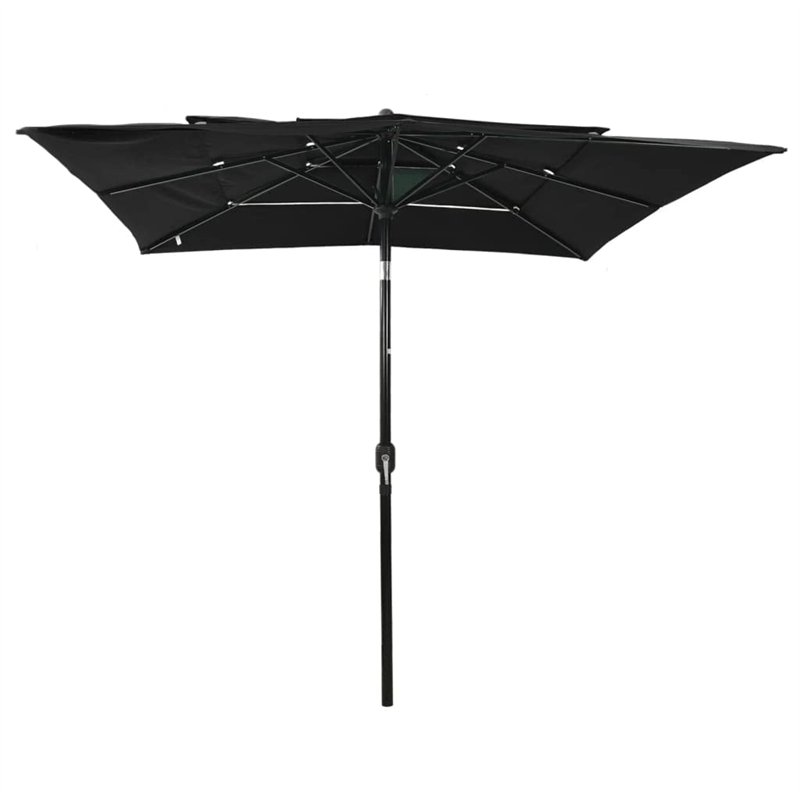 Image secondaire de Parasol de jardin à 3 niveaux avec mât en aluminium noir
