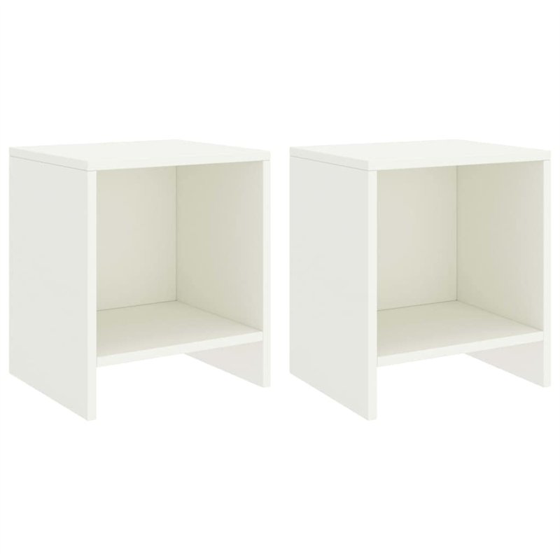 Comodini 2 pz Bianco 35x30x40 cm in Pino Massello