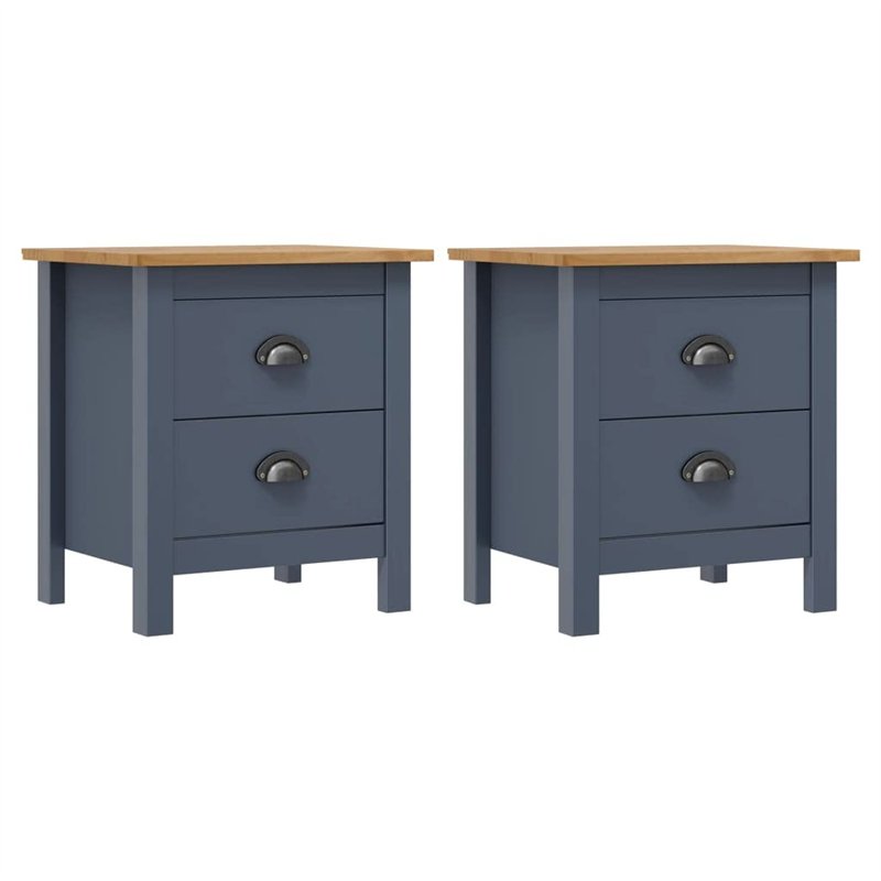 vidaXL Comodini Hill Grigi 2 pz 46x35x49,5 cm in Legno di Pino