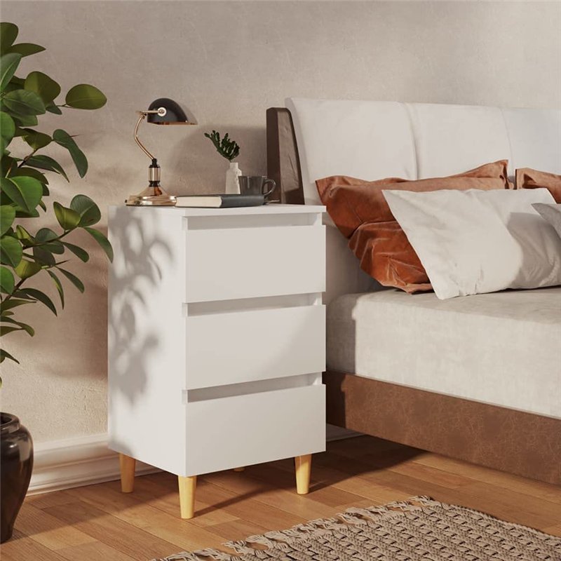 Image secondaire de vidaXL Table de Chevet avec Pieds en Bois Solide, Armoire de Nuit avec Rangement, Armoire de Lit, Meuble de Chambre à Coucher, S