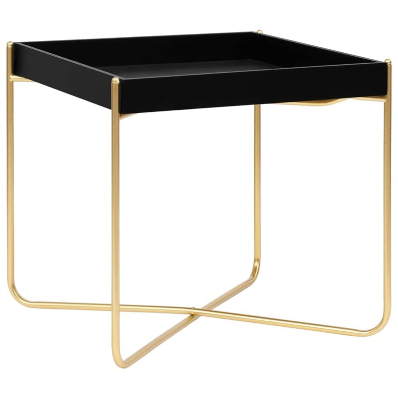 vidaXL Tavolino Laterale Nero e Oro 38x38x38,5 cm in MDF